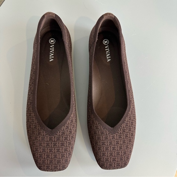 Vivaia Margot Square Toe Brown Chain Ballet Flats - Picture 7 of 7